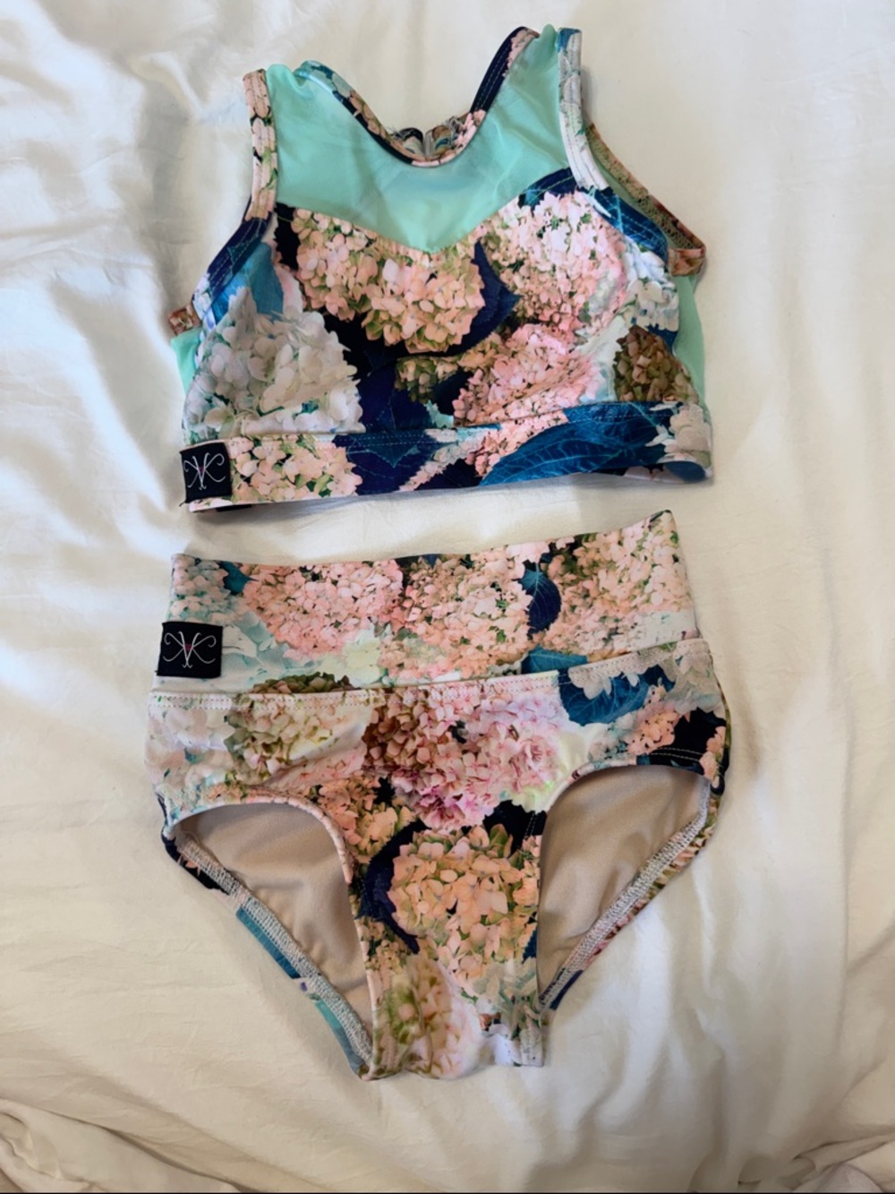 Kandi Kouture Floral Dance Top & Brief Set in Mint and Pink